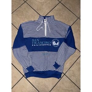 Vintage San Francisco California Quarter Zip Pullover Striped Jacqe M USA Made